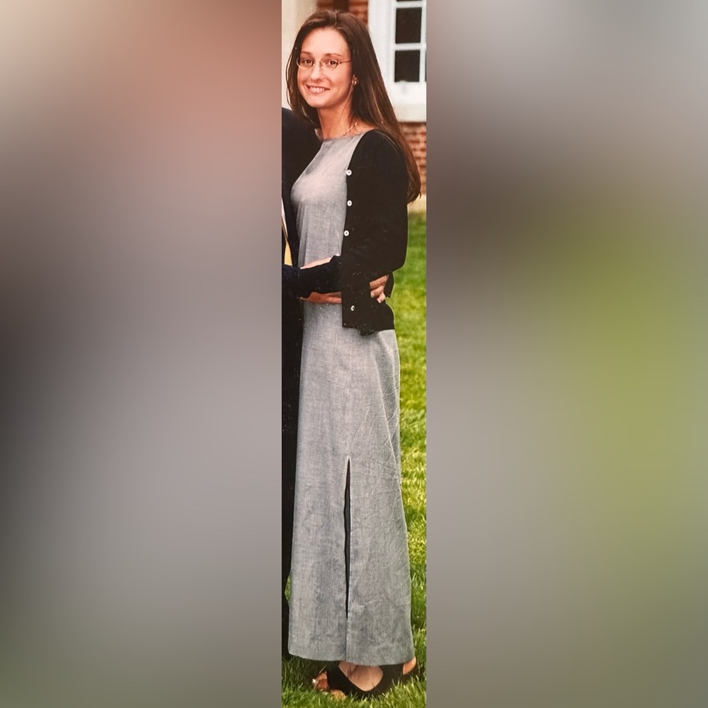 LADIES ANN TAYLOR VINTAGE GRAY LONG SLEEVELESS MAXI DRESS - SIZE 2